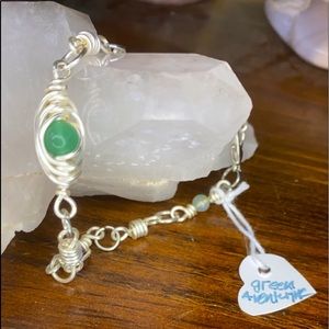 Green aventurine, amethyst, and moss agate bracelet